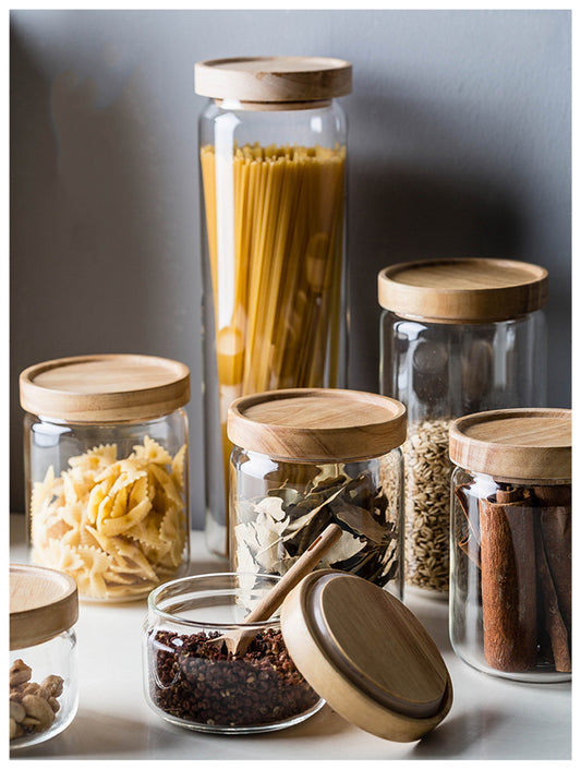 Glass Loose Leaf Tea Canister & Wooden Lid