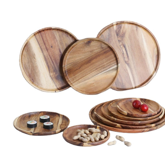 Acacia Wood Round Tea Tray