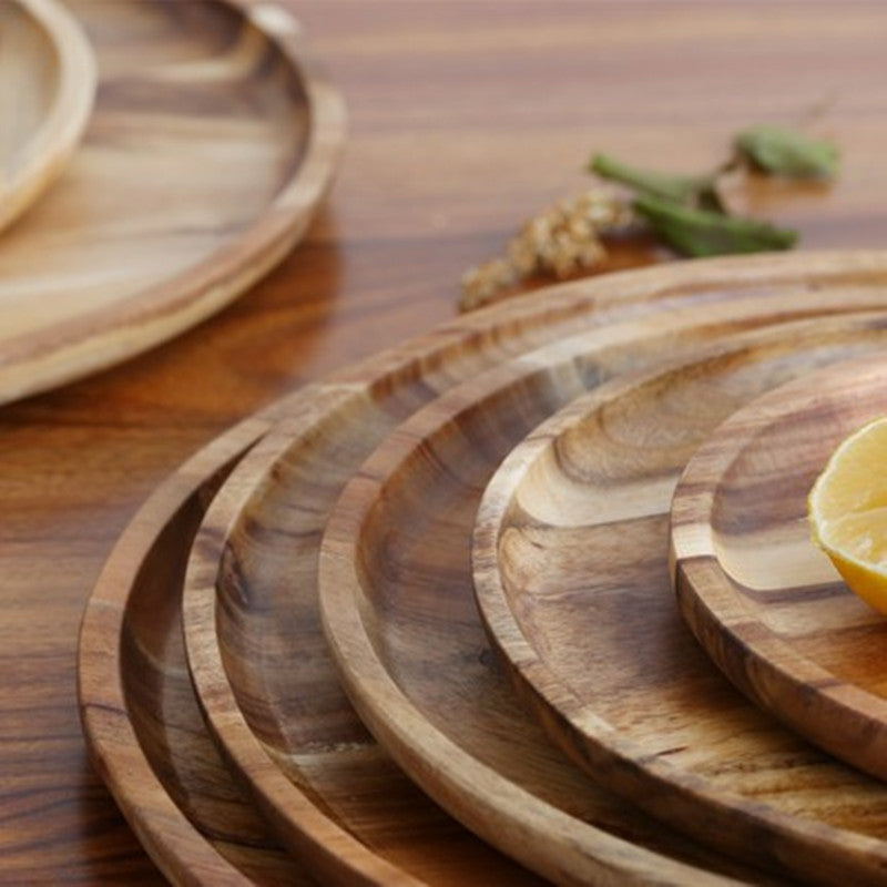 Acacia Wood Round Tea Tray